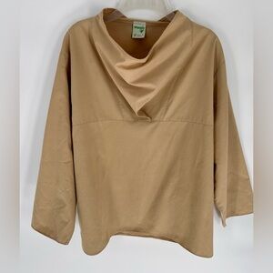 Wrangler Beige Women’s Cowl Neck Shirt Size Large 100% Cotton Vintage